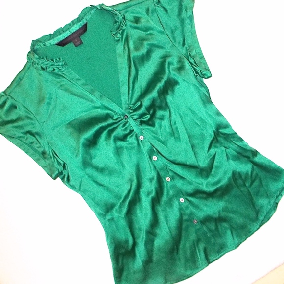emerald green satin blouse